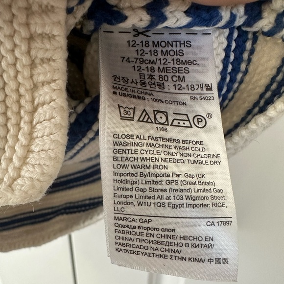 GAP Baby Brannan Bear Sweater Multi Colored Stripes (Size 12-18 Months) - Picture 5 of 5